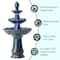 Glitzhome® 45" 3-Tier LED Turquoise Pedestal Lotus Ceramic Outdoor Floor Fountain